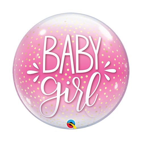56cm Single Bubble Baby Girl Pink & Confetti Dots #10035 - Each 