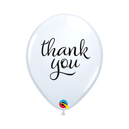 28cm Thank You White Simply Latex Balloons #1006425 - Pack of 25 