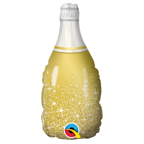 Mini Shape Gold Bubbly Wine Bottle 35cm #19711AF - Each (Inflated, supplied air-filled on stick) TEMPORARILY UNAVAILABLE