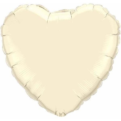 10cm Heart Pearl Ivory Plain Foil Balloon #27165 - Each (FLAT, unpackaged, requires air inflation, heat sealing) 