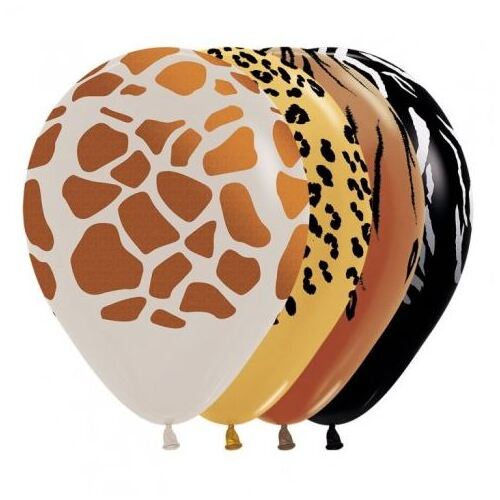 30cm Round Assorted Animal Prints Fashion and Metallic Assorted Sempertex Latex #30221213 - Pack of 50 