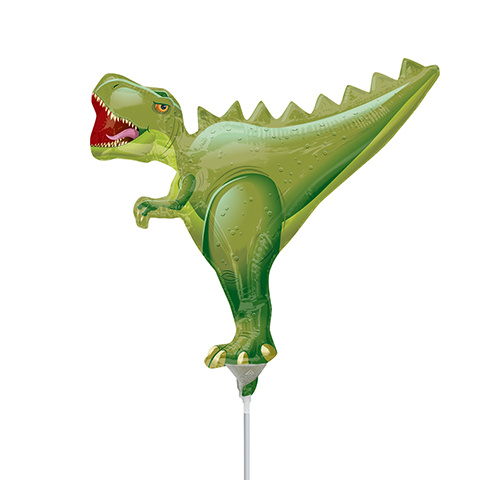 Mini Shape Dinosaur T-Rex Foil Balloon #4034603AF - Each (Inflated, supplied air-filled on stick) 