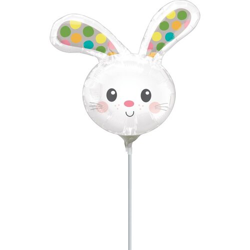 Mini Shape Easter Spotted Bunny Head Balloon #4042355AF - Each (Inflated, supplied air-filled on stick)