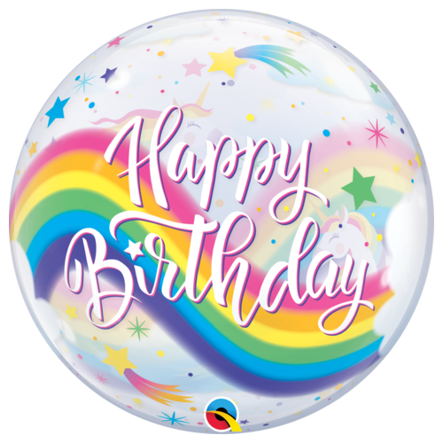 56cm Single Bubble Birthday Rainbow Unicorns #87744 - Each (Pkgd.)