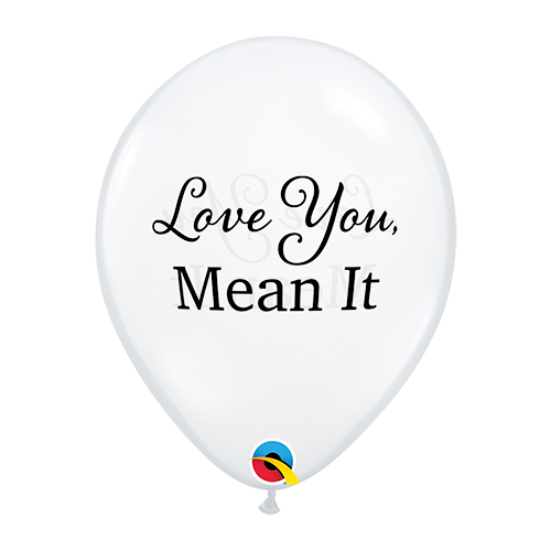 28cm Love Simply Love You, Mean It Diamond Clear Latex Balloons #97143 - Pack of 50 SPECIAL ORDER ITEM 