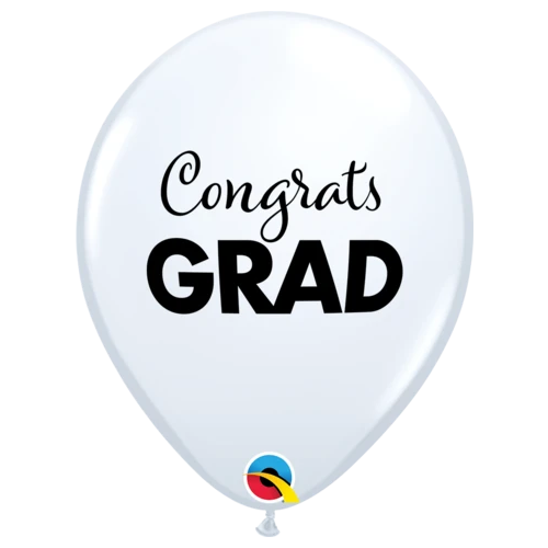 28cm Round White Simply Congrats Grad #98606 - Pack of 50