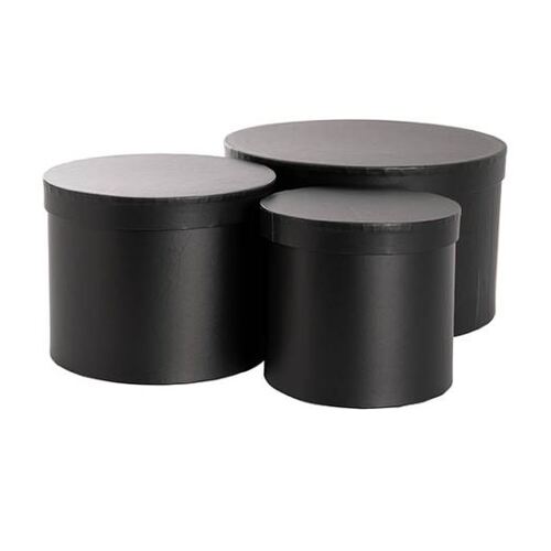 Hat Box Round Black #KC2302BK - Set of 3 TEMPORARILY UNAVAILABLE